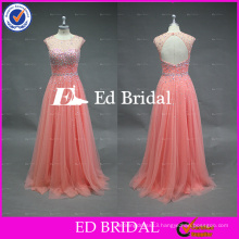 ED Bridal Custom Made One Shoulder Heavy Rhinestones Beaded Low Back Orange Colored Tulle Prom Dresses 2017